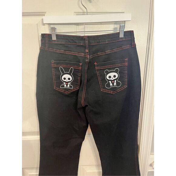 Skelanimals Jack the Rabbit & Chunkee the Panda Black Bootcut Jeans sz 11 EUC - Picture 1 of 7